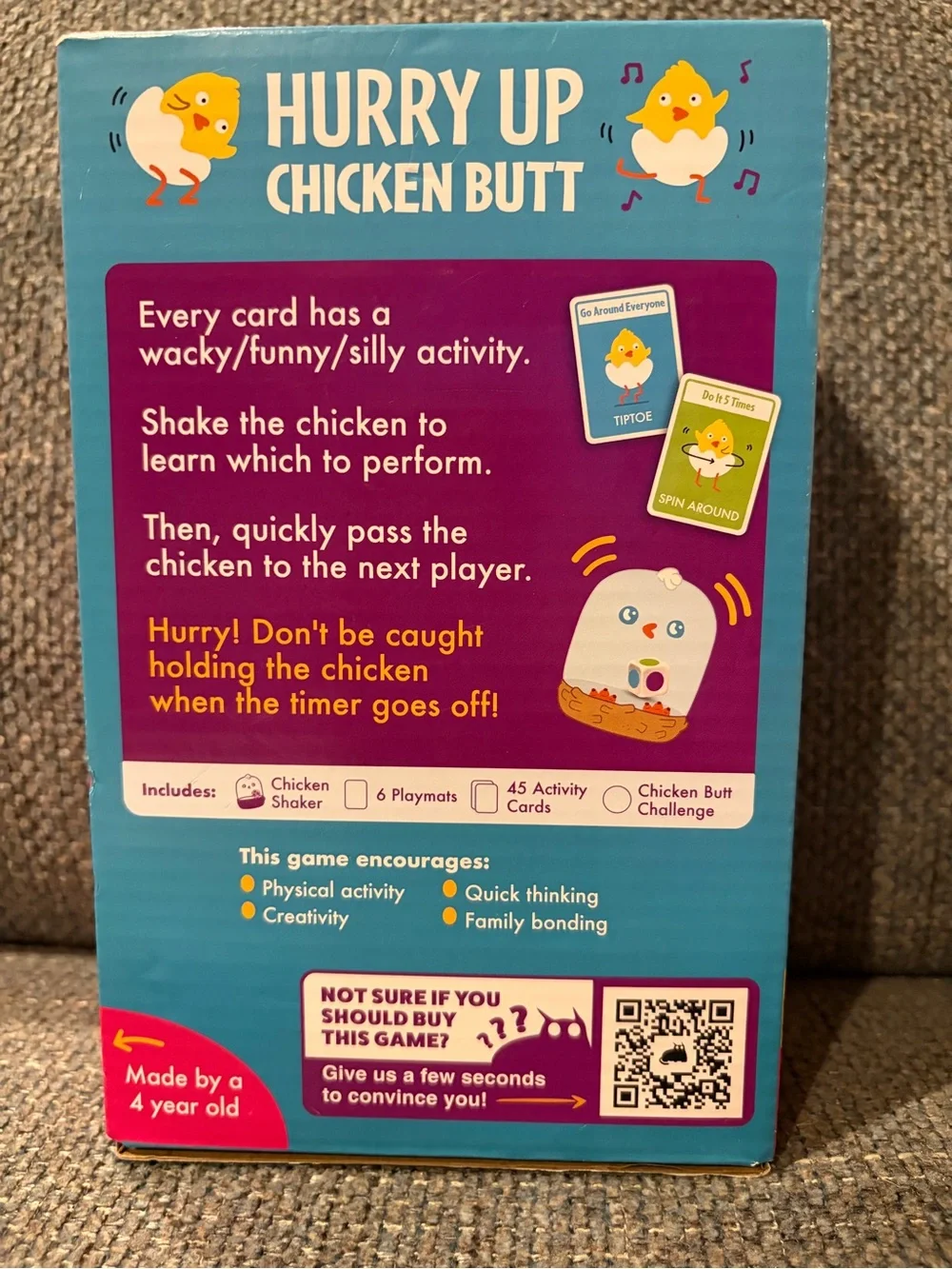 Avalon Hurry Up Chicken Butt Game - Blue, Yellow & Brown